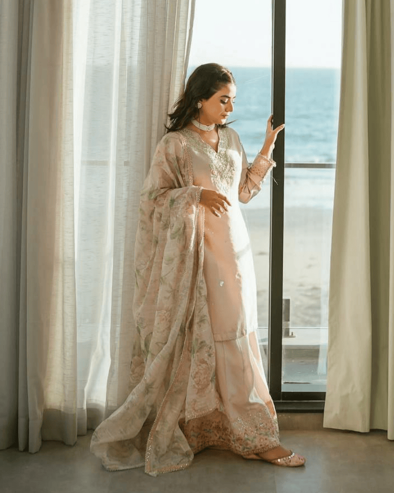 Farshi Salwar Suit – Embroidered Crepe Set with Chinon Silk Dupatta