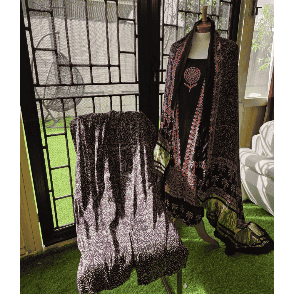 Green Ajrak Salwar Suit