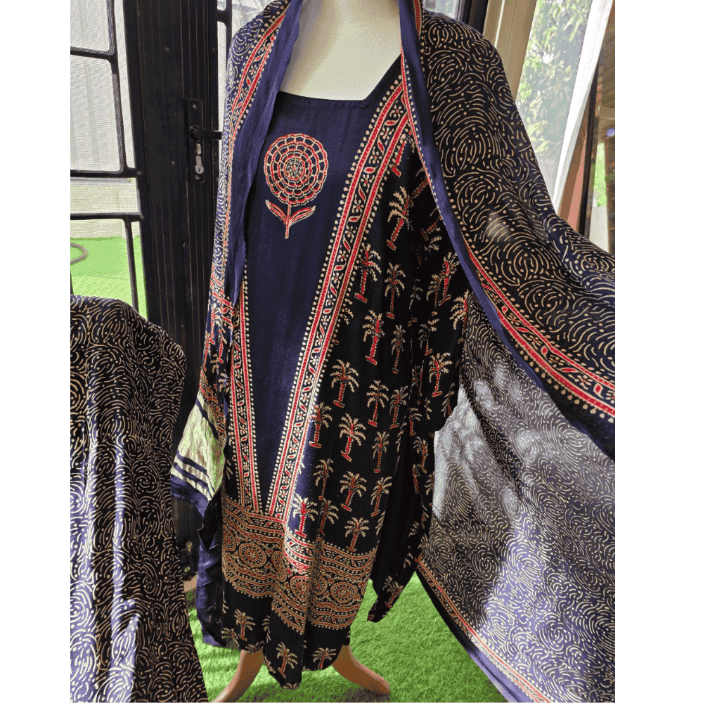 Green Ajrak Salwar Suit