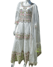 Elegant White Pakistani Anarkali Suit with Dupatta 9