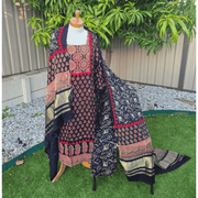 Green Ajrak Salwar Suit – Pure Modal Fabric with Jari Border Dupatta 8