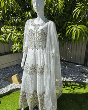 Elegant White Pakistani Anarkali Suit with Dupatta 5