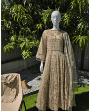 Chic Beige Pakistani Gown with Dupatta 11