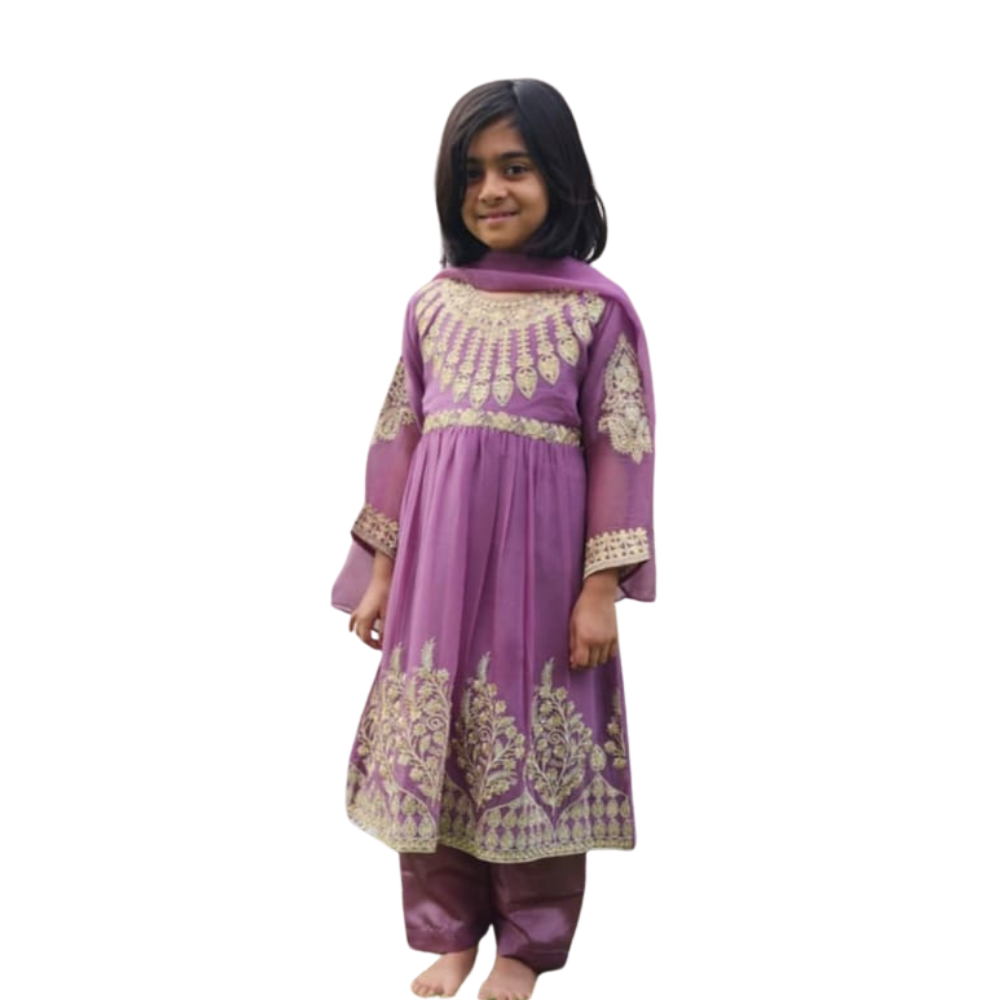 Light Purple Chiffon Anarkali Dress for Kids – Luxe Occasionwear