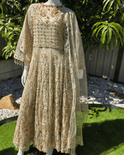 Chic Beige Pakistani Gown with Dupatta 10