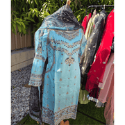 Pakistan Salwar Suit – Light Blue & Navy with Embroidery 7