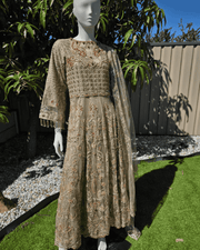 Chic Beige Pakistani Gown with Dupatta 8