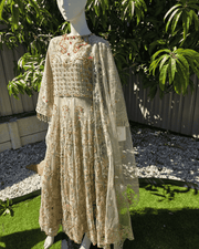 Chic Beige Pakistani Gown with Dupatta 7