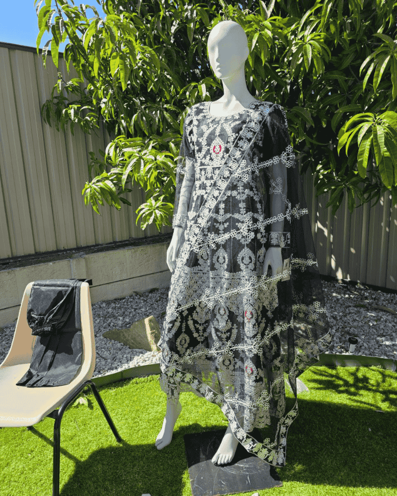 Elegant Black Pakistani Anarkali Suit with Dupatta