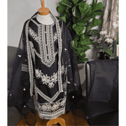 Black Pakistani Salwar Suit – Organza with Embroidery & Cotton Pajama 10