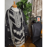 Black Pakistani Salwar Suit – Organza with Embroidery & Cotton Pajama 8