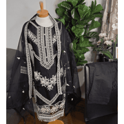 Black Pakistani Salwar Suit – Organza with Embroidery & Cotton Pajama 7