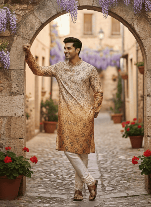 Multicolour men's kurta – dupatta and set view