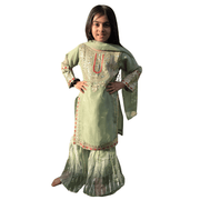 Mint Green Chiffon Kids Sharara Suit – Pishta Elegance 6