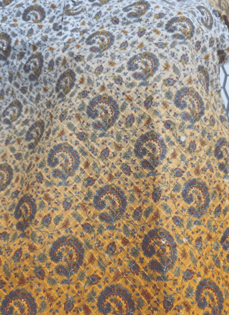 Dual Tone White & Orange Men’s Kurta with Embroidery