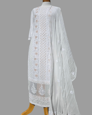 White Lucknow Handloom Salwar Suit – Thread & Mukesh Work 11