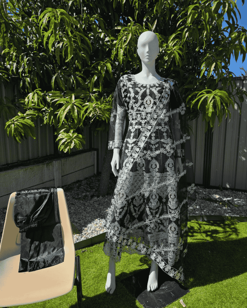 Elegant Black Pakistani Anarkali Suit with Dupatta