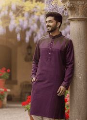 Purple Cotton Men’s Kurta – Body Fit Pattern 5