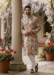 Multicolor Printed Linen Men’s Kurta 2