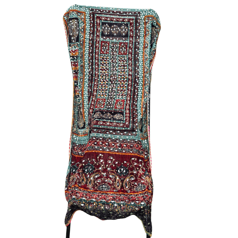 Velvet Winter Shawl with Mirror & Sequence Work – Ladies Shawl