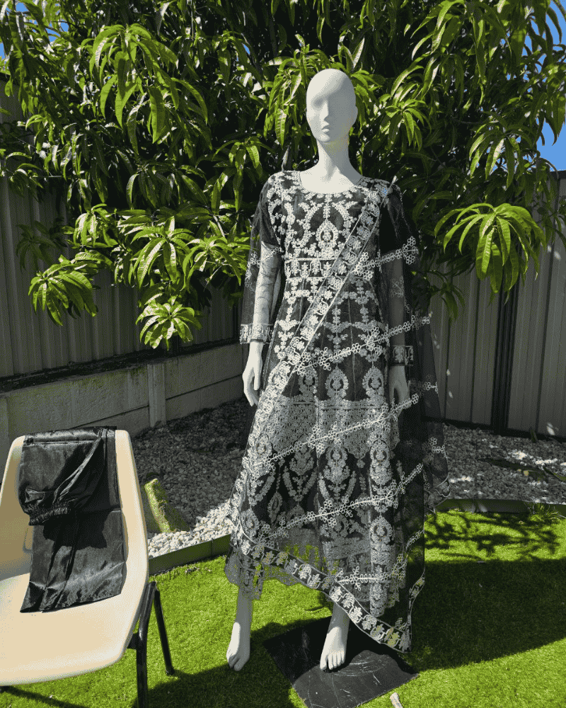 Elegant Black Pakistani Anarkali Suit with Dupatta