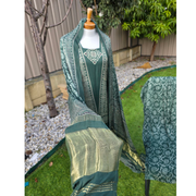 Green Ajrak Salwar Kameez – Pure Modal Fabric with Jari Border Dupatta 10