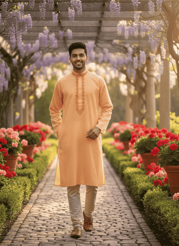 Peach kurta – styled view