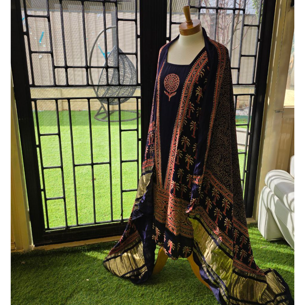 Green Ajrak Salwar Suit