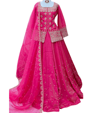 Simmer Silk Lehenga Set – Embroidered Organza Silk Dupatta 4