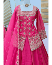 Simmer Silk Lehenga Set – Embroidered Organza Silk Dupatta 6
