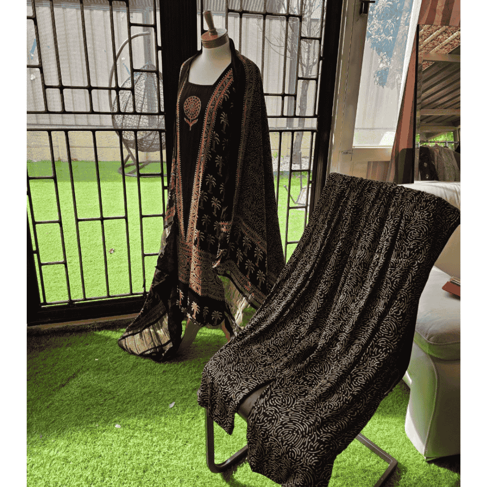 Green Ajrak Salwar Suit