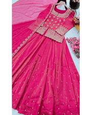 Simmer Silk Lehenga Set – Embroidered Organza Silk Dupatta 7