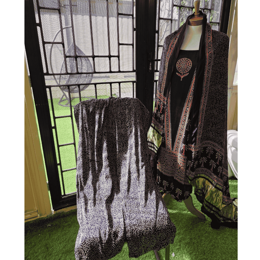 Green Ajrak Salwar Suit