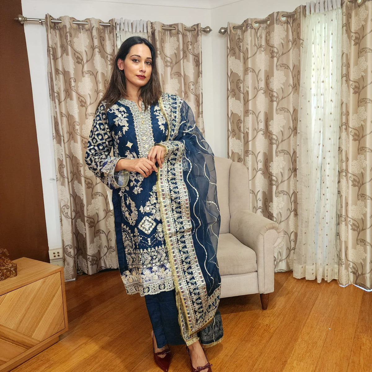 Pakistani Sea Green Salwar Suit with Heavy Embroidery