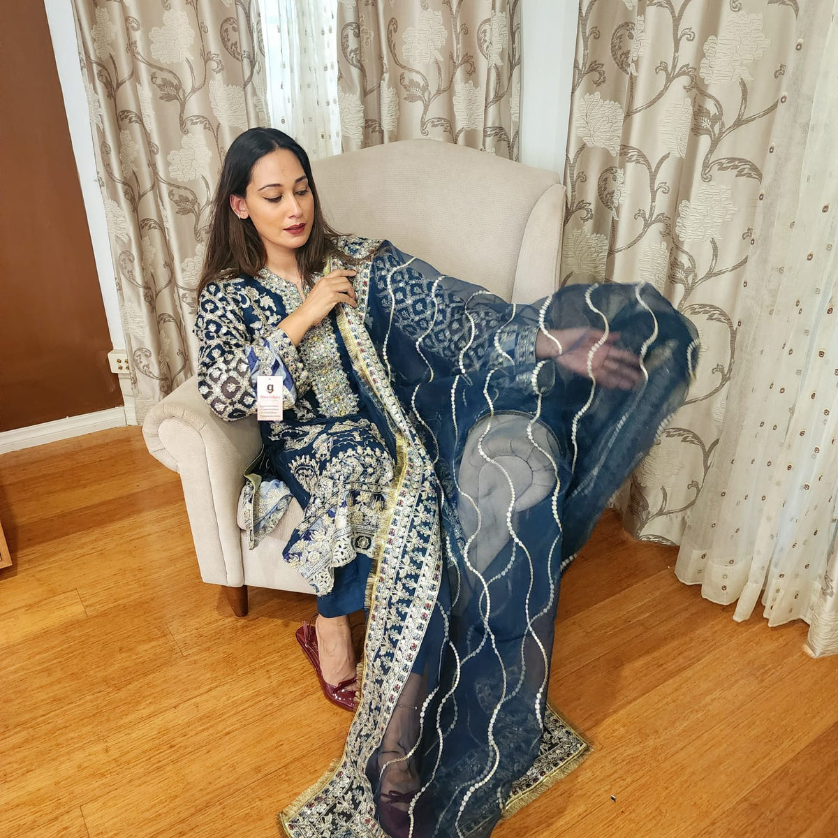 Pakistani Sea Green Salwar Suit with Heavy Embroidery