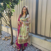 Pakistani Kameez in Chinnon silk with hand embroidery 13