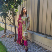 Pakistani Kameez in Chinnon silk with hand embroidery 8