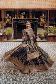 Pakistani Floral Printed Green Bridal Lehenga with Embroidery 4