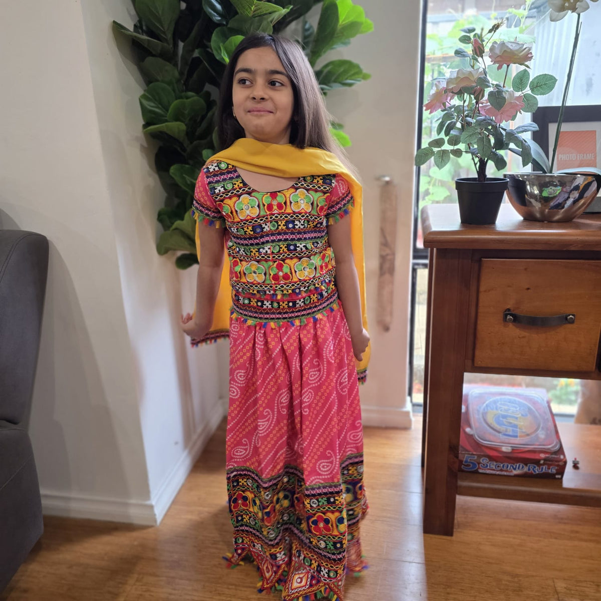 Multicolor Kids Lehenga Choli – Cotton & Linen