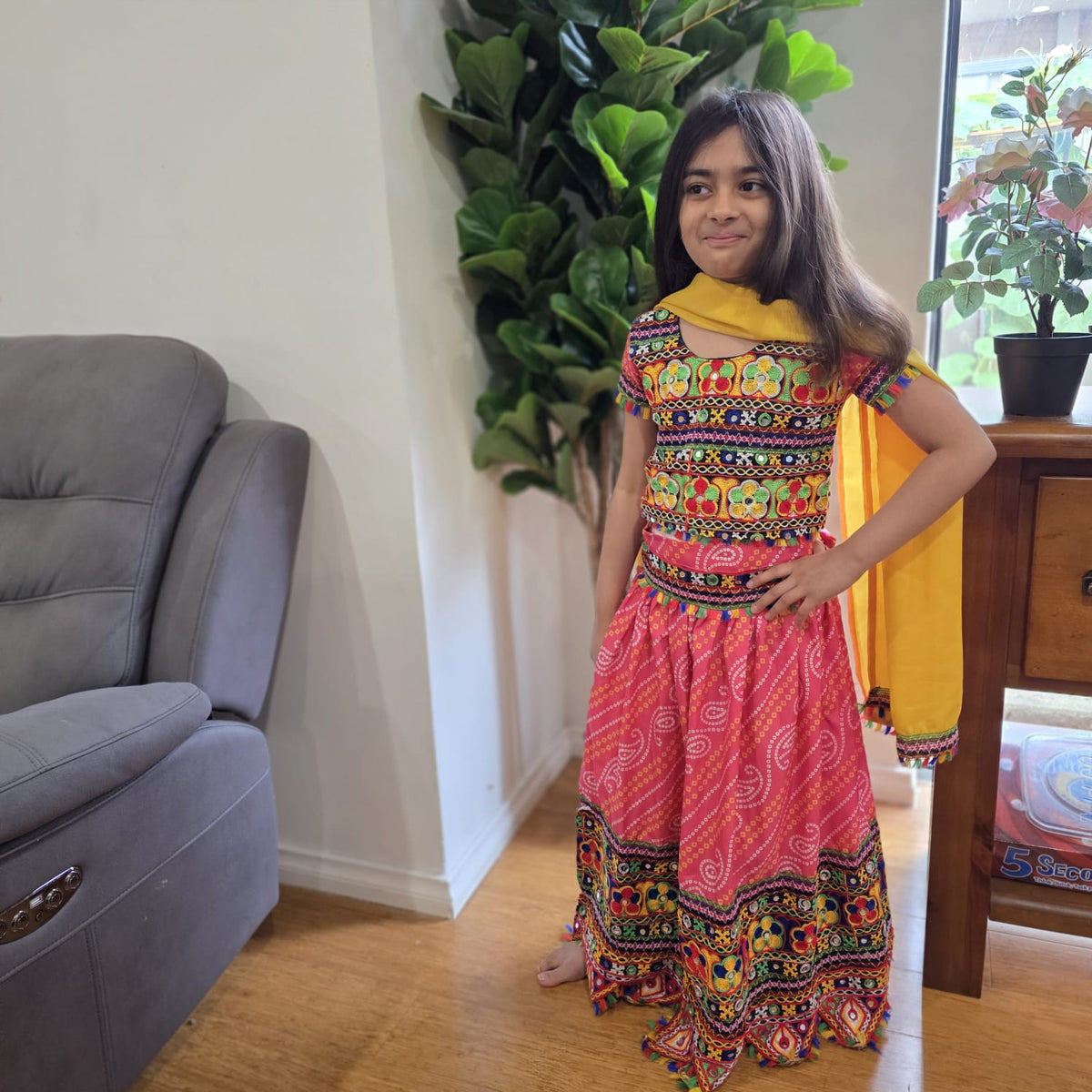 Multicolor Kids Lehenga Choli – Cotton & Linen