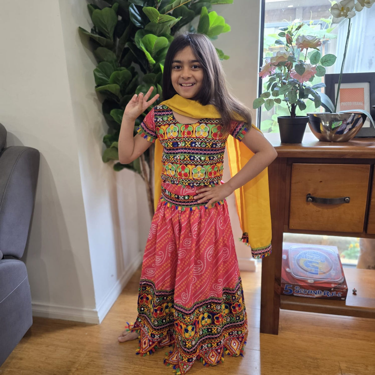 Multicolor Kids Lehenga Choli – Cotton & Linen