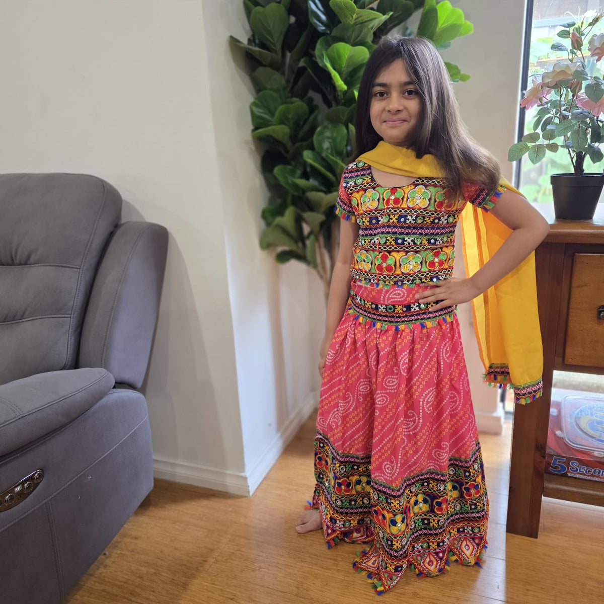 Multicolor Kids Lehenga Choli – Cotton & Linen