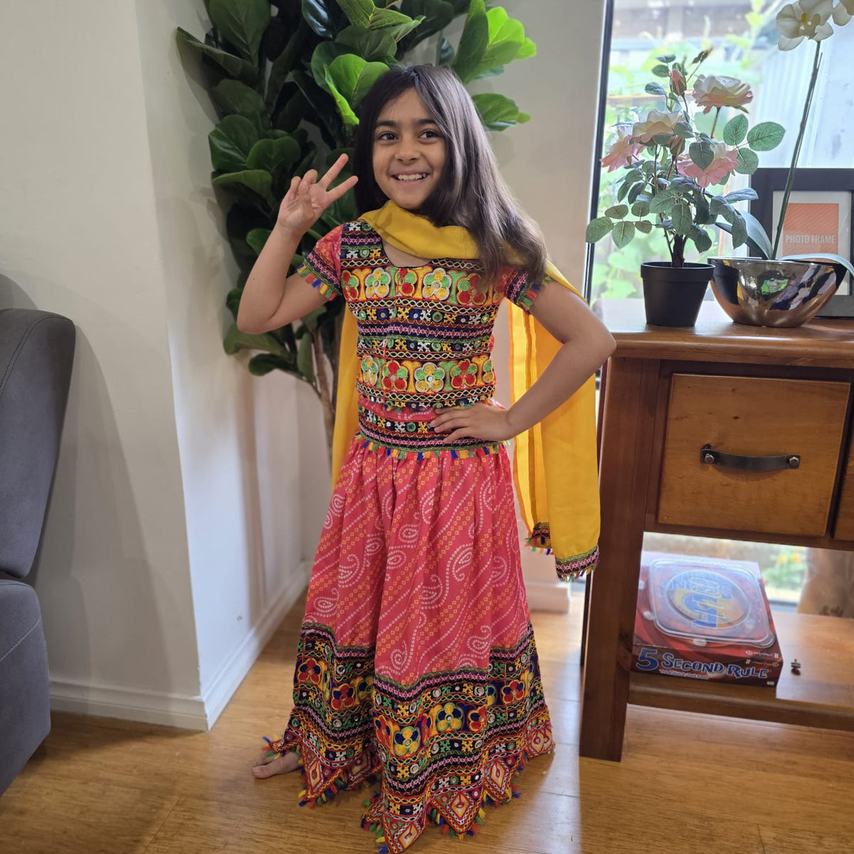 Multicolor Kids Lehenga Choli – Cotton & Linen