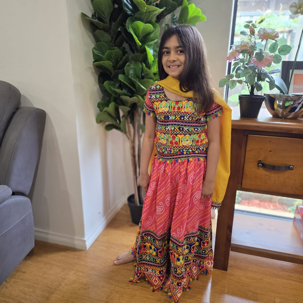 Multicolor Kids Lehenga Choli – Cotton & Linen