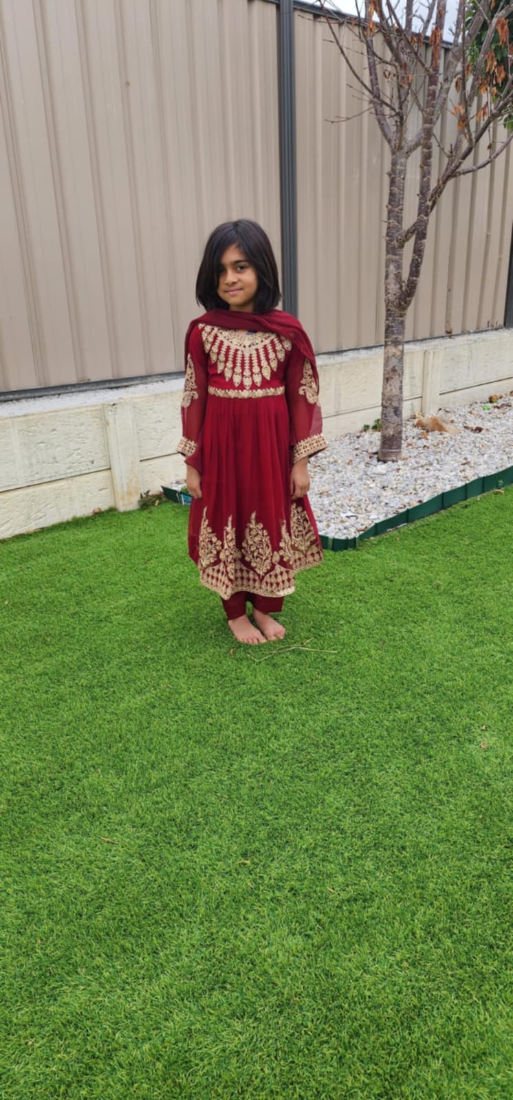 Red Chiffon Anarkali Dress for Kids – Festive Wear