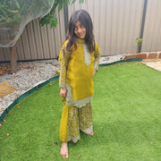 Olive Green Chiffon Kids Sharara Suit – Ethnic Wear for Girls 8