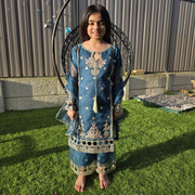 Sea Green Silk Kids Sharara Suit – Festive Elegance 19