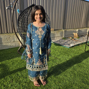 Sea Green Silk Kids Sharara Suit – Festive Elegance 11
