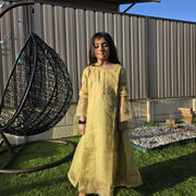 Twirl-Ready Kids Anarkali Gown in Pesta Green – Chiffon 8