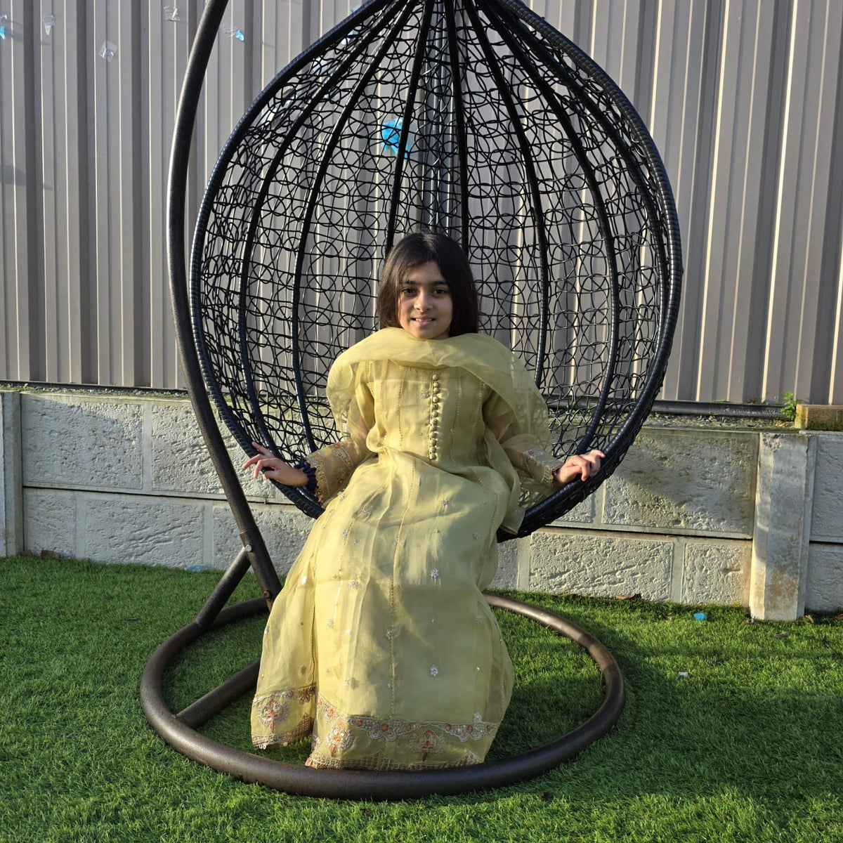 Twirl-Ready Kids Anarkali Gown in Pesta Green – Chiffon